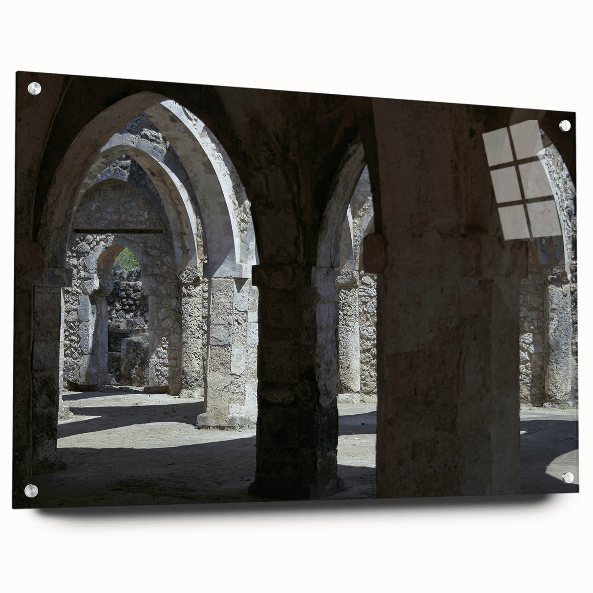 Acrylic print of a Tanzanian landscape in muted earth tones, ideal for dining room decor.