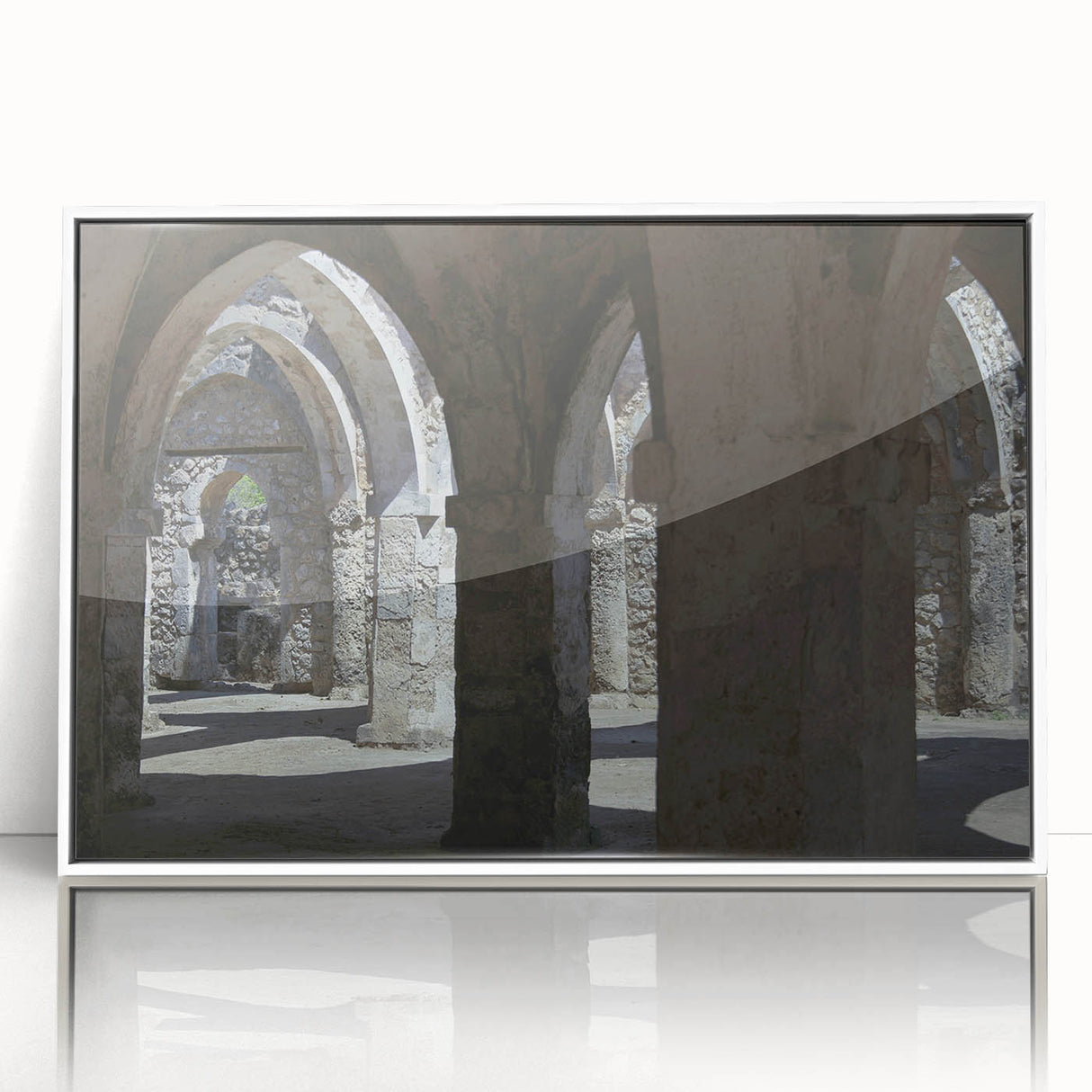 Modern art wall decor featuring a serene Tanzanian landscape on a framed acrylic, with soft earth tones.