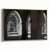 Framed canvas featuring a vintage-style landscape of Tanzania in muted gold and black tones, suitable for bedroom wall art.