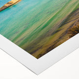 Art deco poster of a Tunisian landscape in earth tones on rolled canvas, suitable for dining room decor.