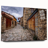 Large abstract wall art of a vibrant Asian scenery on acrylic glass, ideal for bedroom or dining room decor.