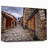 Large abstract wall art depicting a serene Azerbaijan landscape in muted earth tones on acrylic glass.