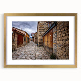 Extra large abstract art print featuring textured scenery in gold and earth tones on a framed canvas.