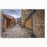 Large black and white stretched canvas featuring a minimalist Asian-Azerbaijani landscape, ideal for kitchen art.