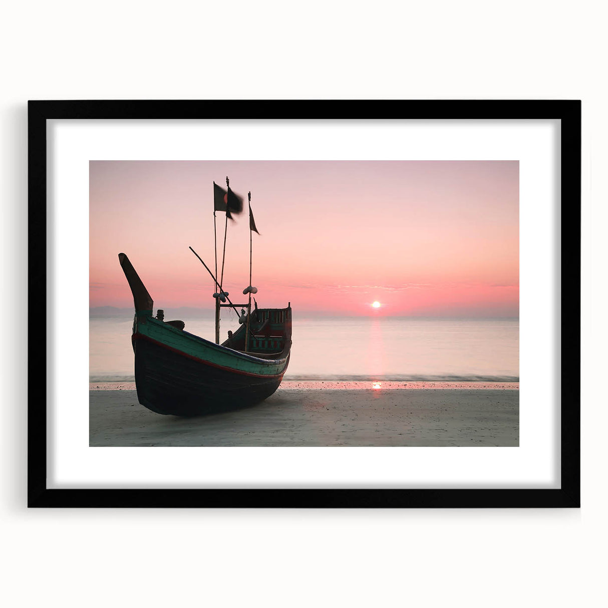 Extra large abstract art print featuring vibrant, textured colors of a Bangladesh scenery on a black framed canvas.