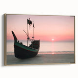 Framed canvas wall art featuring a vintage-style landscape painting of a serene Bangladesh scenery.