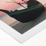 Art deco poster featuring a serene Bangladeshi landscape on rolled canvas, suitable for dining room walls.