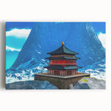 Black and white photograph of Bhutanese landscape on a large stretched canvas, suitable for kitchen wall art.