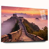Acrylic print of the Great Wall of China in muted earth tones, ideal for bedroom or dining room art.