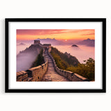 Extra large, textured abstract print of the Great Wall of China in vibrant colors on a framed canvas.