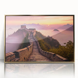 Large abstract wall art featuring a stylized Great Wall of China in gold and black tones on acrylic.