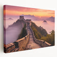 Side view of a large canvas print featuring the Great Wall of China in muted earth tones, ideal for kitchen wall art.