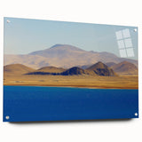 Acrylic print of a Tibetan landscape in muted earth tones, ideal for dining room or bedroom decor.