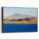 Black and white framed canvas depicting a vintage-style Tibetan landscape, ideal for bedroom wall decor.