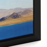 Extra large black wall art featuring a textured, colorful Tibetan landscape on framed canvas, ideal for living room decor.