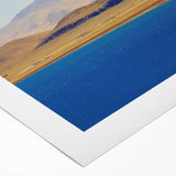 Art deco poster of Tibet scenery in muted earth tones on rolled canvas, suitable for dining room wall art.