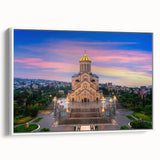 Extra large framed canvas of vintage poster art featuring a colorful Asian landscape, ideal for living room decor.