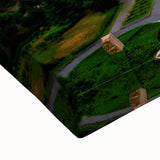 Large art of a black and white landscape painting on stretched canvas, featuring a serene Georgian scenery.