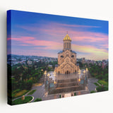 Large canvas print of an Asian landscape in muted earth tones, ideal for kitchen wall art.