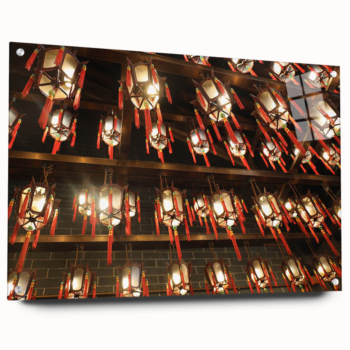 Acrylic print of Hong Kong skyline in muted gray, ideal for modern dining room ambiance.
