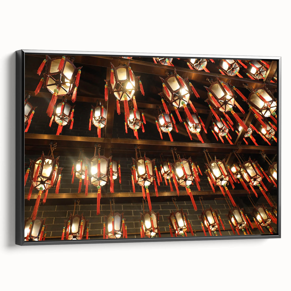 Framed canvas of black and white Hong Kong landscape art, ideal for bedroom wall decor.