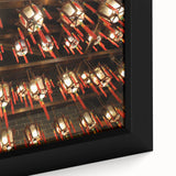 Framed canvas featuring a textured Hong Kong skyline in black with vibrant colorful accents, ideal for living room decor.