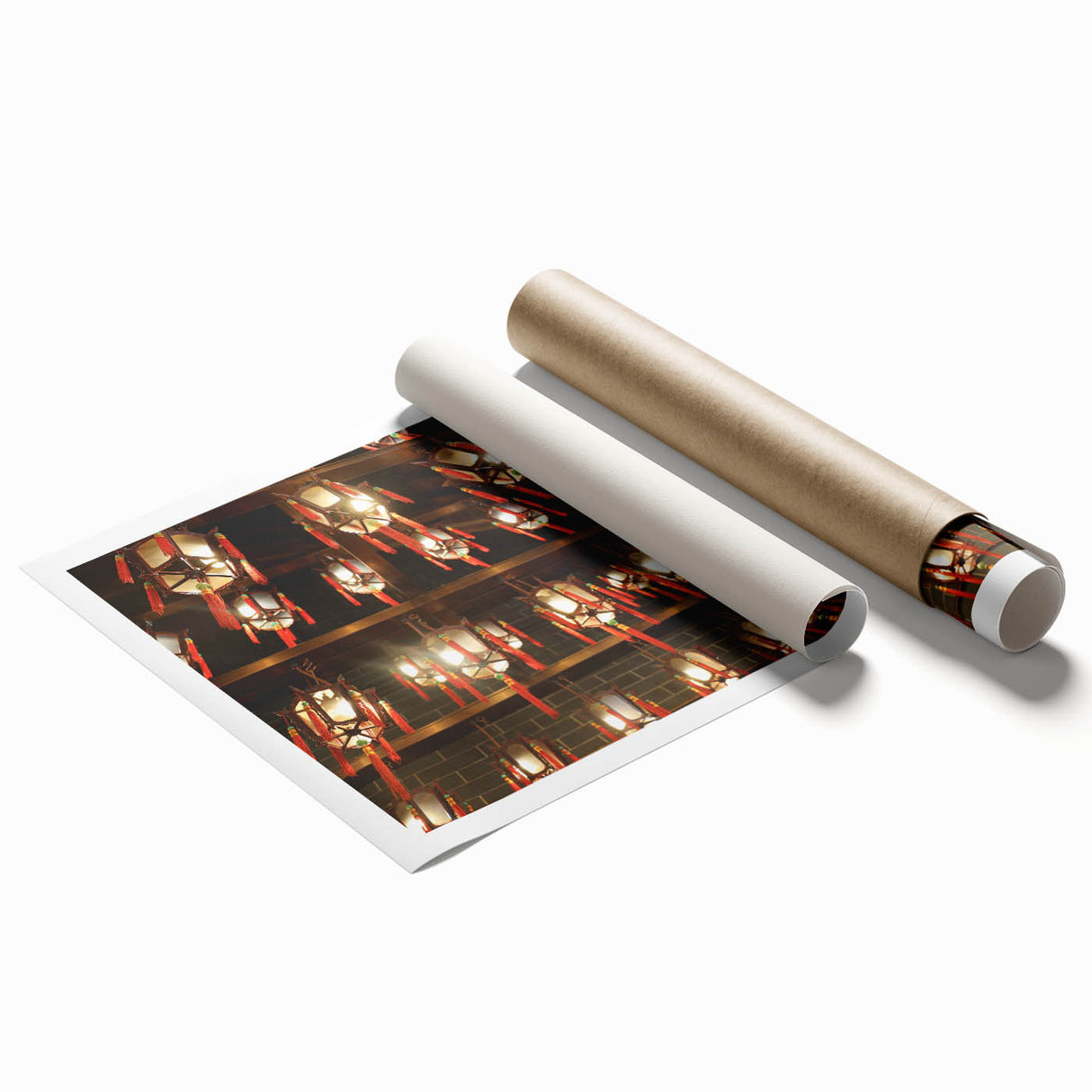Extra large rolled print of Hong Kong skyline in muted colors, suitable for large living room or bathroom wall art.