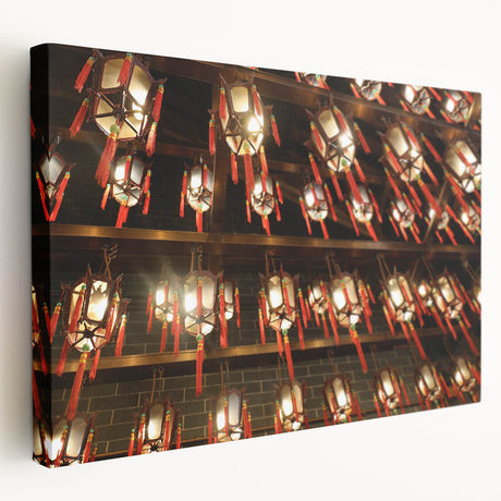 Hong Kong cityscape on large stretched canvas with vibrant twilight hues, ideal for kitchen wall art.