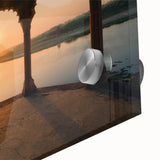 Large abstract wall art featuring a mid-century modernist style scene of an Indian landscape.