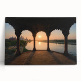Black and white stretched canvas of Indian scenery, ideal for kitchen wall art or bedroom ambiance.