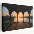Large canvas print of a serene Indian landscape in muted earth tones, ideal for kitchen wall art.