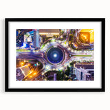 Extra large abstract art print of a colorful, textured Indonesian landscape on a framed black mat.