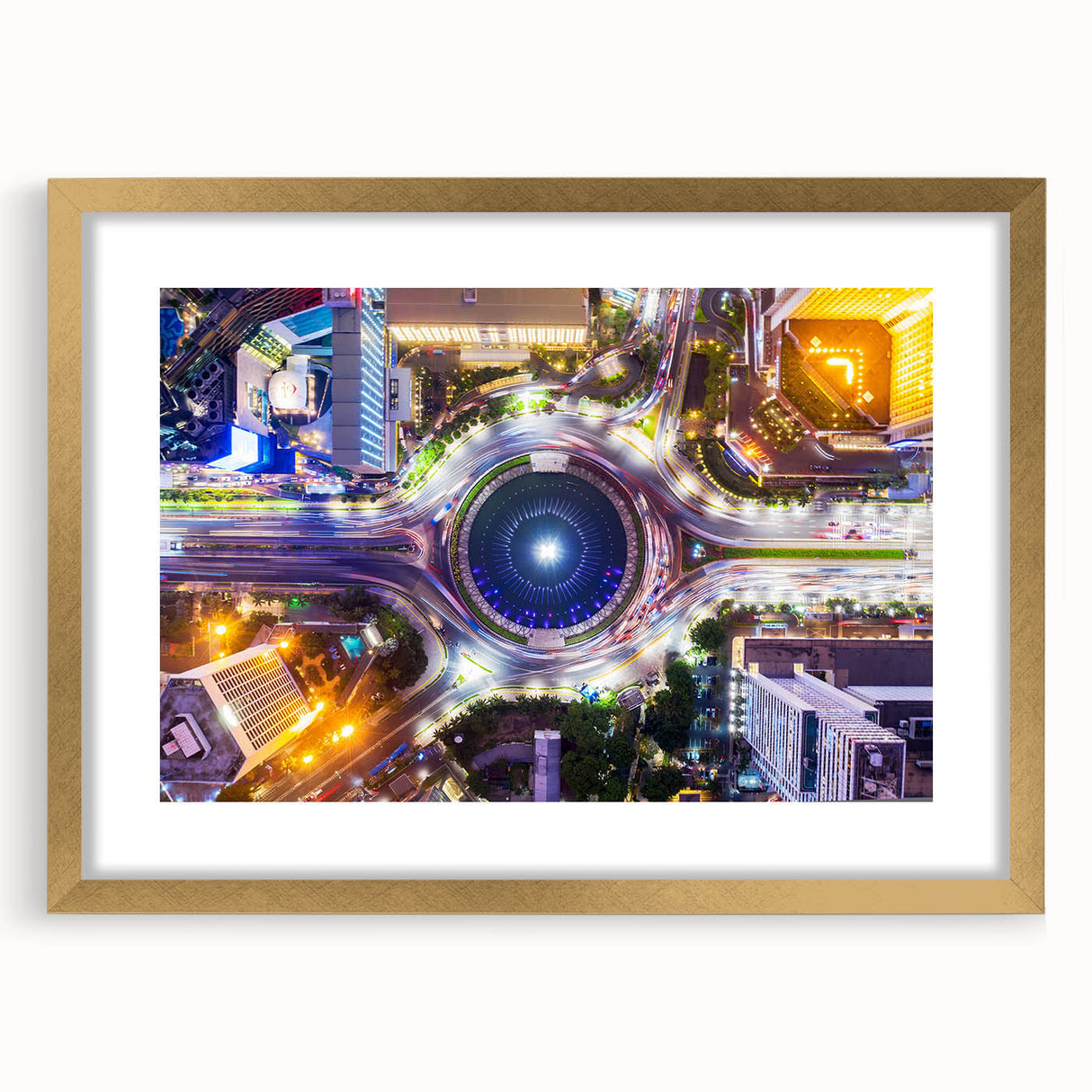 Extra large abstract art print of Indonesian scenery in textured style, framed in gold, ideal for living room decor.
