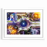 Abstract art print of an Indonesian landscape in muted earth tones on a framed white mat, suitable for dining room decor.