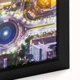 Extra large framed canvas featuring a textured, colorful Asian landscape in black, ideal for living room decor.