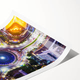 Extra large wall art featuring line art flowers in soft pastel shades on a rolled print.