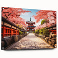 Acrylic print of a Japanese Kyoto scenery in muted earth tones, ideal for dining room decor.