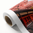Art Deco poster of Kyoto scenery on rolled canvas, with pastel shades, ideal for nursery wall art.