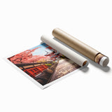 Extra large rolled print of a serene Kyoto landscape with soft pastel colors, ideal for classy bathroom wall art.