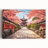 Black and white large art print of Kyoto scenery on stretched canvas, ideal for kitchen wall art.