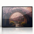 Large abstract wall art depicting a Japanese scenery in muted earth tones on a framed acrylic.