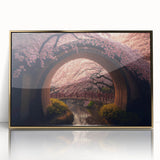 Large art print of a Japanese landscape in gold and black tones on framed acrylic, suitable for modern art wall decor.