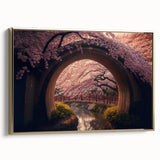 Framed canvas of a vintage Japanese landscape painting with black and gold tones, ideal for bedroom wall decor.