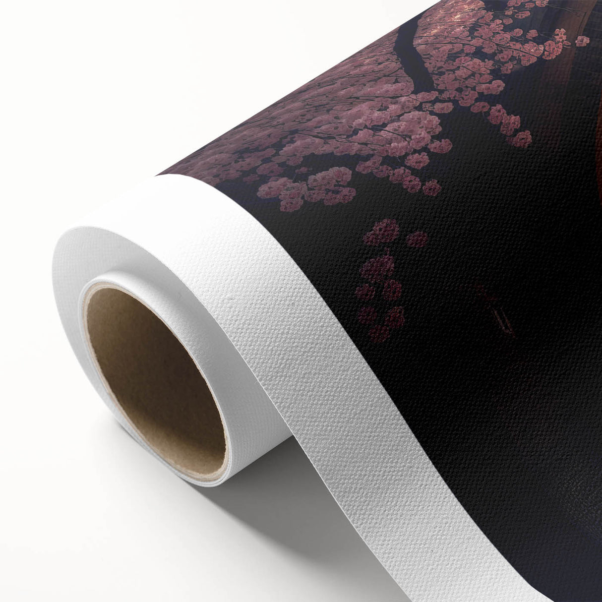 Art Deco poster of a serene Japanese landscape in muted earth tones on rolled canvas, ideal for nursery wall art.