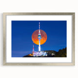 Textured abstract art print depicting a serene Korean landscape in muted earth tones, framed with a silver mat.