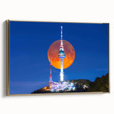 Framed canvas featuring a vintage-style Korean landscape in black and gold tones, ideal for bedroom wall decor.