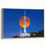 Framed canvas landscape art painting depicting a vibrant Korean countryside scene.