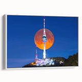 Vintage poster art of a scenic Korean landscape on framed canvas, featuring colorful art in extra large format.