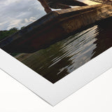 Art deco poster featuring a serene Laotian landscape in muted earth tones on rolled canvas, suitable for dining room decor.