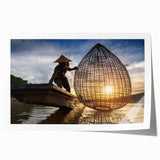 Extra large rolled print of a Laos scenery with vibrant green and blue tones, ideal for art wall dining room.